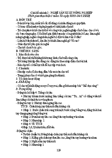 Giáo án Mầm non Lớp Chồi - Chủ đề: Nghề nghiệp. Chủ đề nhánh 2: Nghề sản xuất nông nghiệp - Năm học 2020-2021 - Trường Mầm non Trung Hà