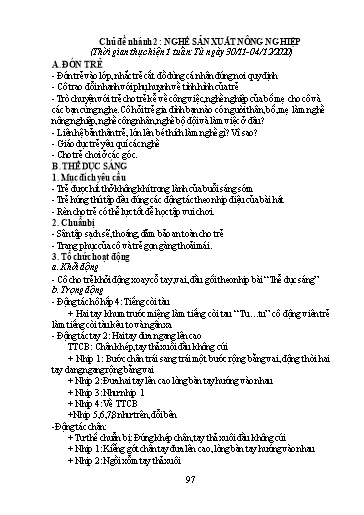 Giáo án Mầm non Lớp Chồi - Chủ đề: Nghề nghiệp. Chủ đề nhánh II: Nghề sản xuất nông nghiệp - Năm học 2020-2021 - Trường Mầm non Trung Hà