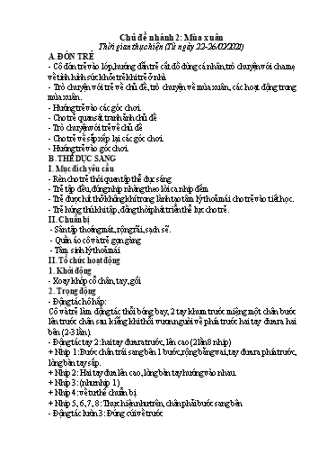 Giáo án Mầm non Lớp Chồi - Chủ đề: Thế giới thực vật. Chủ đề nhánh II: Mùa xuân - Năm học 2020-2021 - Trường Mầm non Trung Hà