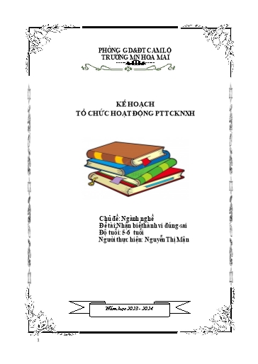 Giáo án Mầm non Lớp Lá - Chủ đề: Ngành nghề. Đề tài: Nhận biết hành vi đúng-sai - Năm học 2023-2024 - Nguyễn Thị Mận