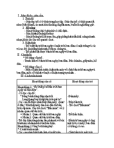 Giáo án Mầm non Lớp Lá - Đề tài: Bầu trời của bé