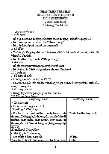 Giáo án Mầm non Lớp Mầm - Chủ đề: Giao thông. Đề tài: Bật liên tục qua 3 ô - Trường Mầm non Tam Hồng