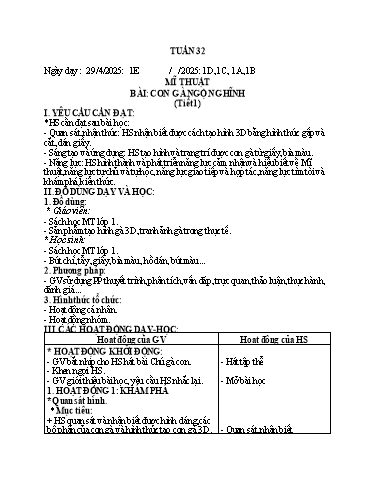 Giáo án Mĩ thuật Lớp 1 - Bài: Con Gà ngộ nghĩnh (Tiết 1) - Năm học 2024-2025