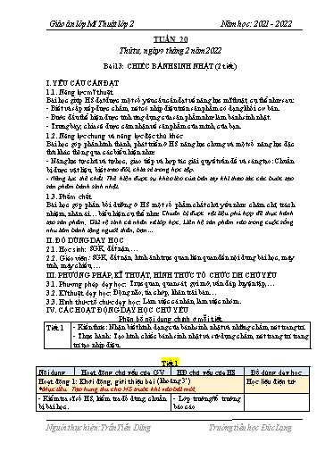 Giáo án Mĩ thuật Lớp 2 - Tuần 20, Bài 13: Chiếc bánh sinh nhật (2 tiết) - Năm học 2021-2022 - Trần Tiến Dũng