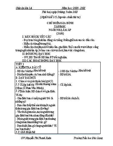 Iáo án Lớp 1 - Tuần 33 - Năm học 2020-2021 - Nguyễn Thị Thanh Xuân