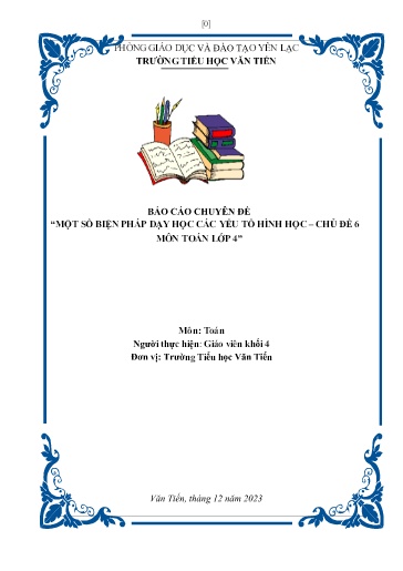Sáng kiến kinh nghiệm Một số biện pháp dạy học các yếu tố hình học - chủ đề 6 môn Toán Lớp 4
