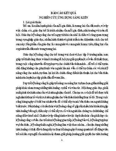 SKKN Một số biện pháp giáo dục kỹ năng sống cho trẻ 5-6 tuổi ở Trường Mầm non Tam Hồng