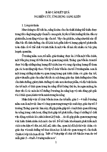 SKKN Một số biện pháp tổ chức tốt bữa ăn trưa cho trẻ mẫu giáo 3-4 tuổi ở Trường Mầm non Tam Hồng